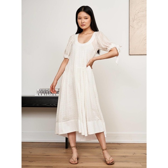 La Ligne Dresses & Skirts - La Ligne NWT White Ballon Sleeves Clara Dot Swiss Dress Size M
